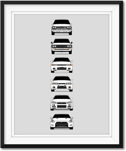 Vista 4 de Custom Car Posters Handmade Poster compatible with Nissan Skyline GT-R and Print of Nissan Skyline GTR (KPGC10, KPGC110, R32, R33, R34, R35)
