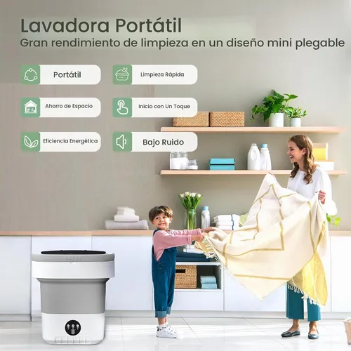 Vista 2 de Lavadora Portátil 20L - Mini Lavadora con Cesta Giratoria (Gris)