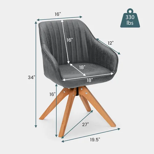 Vista 3 de GOFLAME Juego de 2 sillas de comedor giratorias, sillas auxiliares contemporáneas con respaldo curvo, reposabrazos, patas de lana sólida, sillas