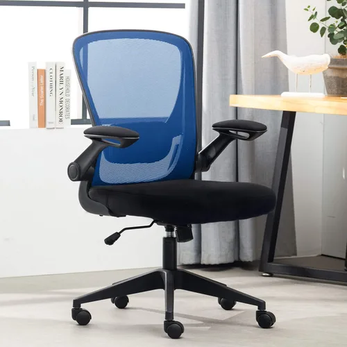 Vista 12 de Silla de oficina en casa, silla de escritorio ergonómica, silla de computadora de malla, sillas cómodas con respaldo medio con soporte lumbar