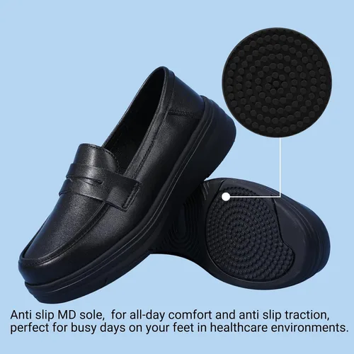 Vista 6 de Beita Women's Nurse Shoes Slip On Women's Loafer Shoes Anti Slip Healthcare Work Shoes Lightweight Negro