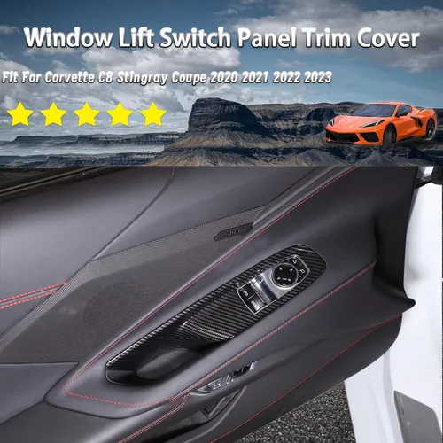 Vista 2 de Sekhyna Cubierta del panel de interruptor de elevación de ventana compatible con Chevrolet Corvette C8 Coupe Stingray 2020 2021 2022 2023 ABS 2