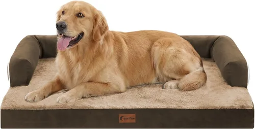 Vista 24 de Cama ortopédica para perros extragrandes, cama de espuma XL con forma de caja de huevos impermeable con lados 45x35 pulgadas, cama de sofá