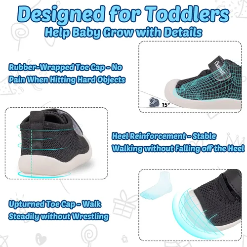 Vista 5 de Zapatos para bebés de 1 a 4 años, zapatos para niños pequeños, zapatos para niños y niñas, suela suave, tela de algodón antideslizante, malla
