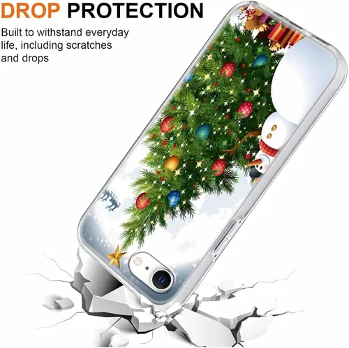 Vista 5 de Paquete de 2 fundas transparentes de Navidad para iPhone 7/8/SE 2020 / SE 2022 de 4.7 pulgadas, árboles de Navidad, resistentes al amarilleo
