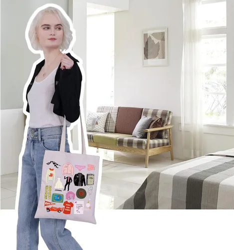 Vista 3 de VAMSII Grease Movie Grocery Tote Bag Pink Ladies Shopping Bag Danny y Sandy Gifts