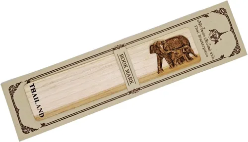 Vista 7 de WitnyStore Marcapáginas de madera tallada de 7 pulgadas de largo, elefante, mamá, caricia, bebé, horizontal, diseño único, marcapáginas hechas a