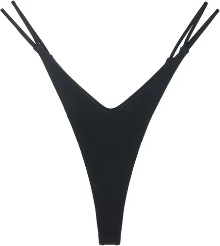 Vista 12 de Tangas de algodón G String para mujer, sexy, sin costuras, de cintura baja, ropa interior suave con abertura alta Albaricoque/Negro/Rosa/Blanco