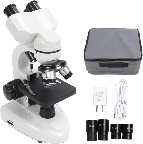 Vista 7 de Microscopio binocular compuesto 40X-5000X Aumento Rotación de 360 ° Sistema de iluminación ajustable Microscopios profesionales para pruebas