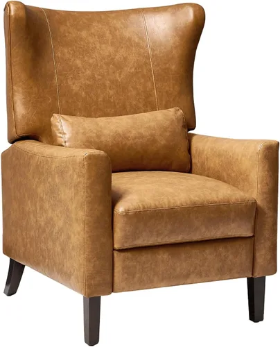 Vista 9 de HULALA HOME Silla reclinable Wingback con almohada lumbar, color camello