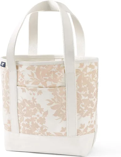 Vista 34 de Lands' End Bolso de lona abierto Natural/Azul marino radiante