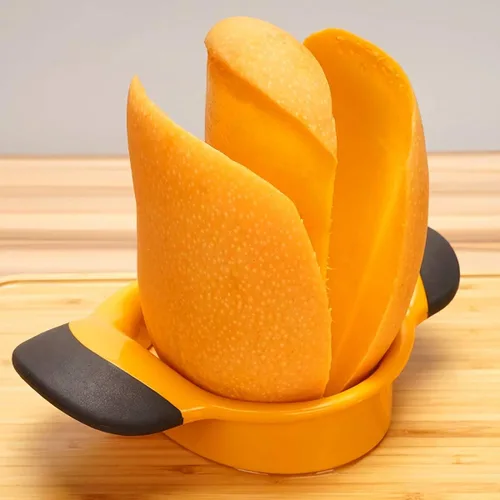 Vista 2 de Cortador de mango con cuchilla de acero inoxidable, divisor de frutas, mango ergonómico de agarre de goma, antideslizante, extra grande, divisor
