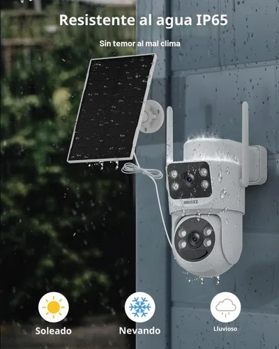 Vista 8 de OOSSXX Sistema de cámara de seguridad de batería solar dual de la lente 2K