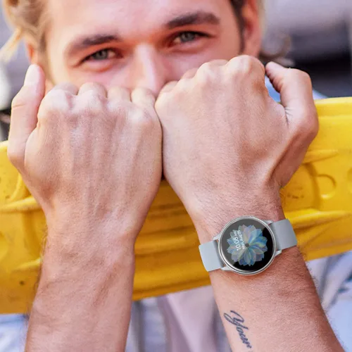 Vista 8 de Paquete de 4 fundas protectoras de pantalla compatibles con Samsung Galaxy Watch Active 2 de 1.575 pulgadas (1.575 pulgadas) de silicona protectora