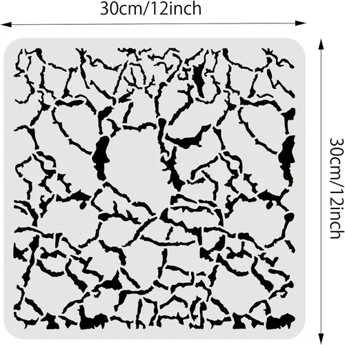 Vista 2 de BENECREAT Plantillas de dibujo de grietas, plantillas de pintura de textura irregular de grietas de 12 x 12 pulgadas para hacer tarjetas de álbumes