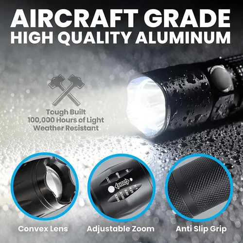 Vista 3 de Bell+Howell TacLight - Linterna LED brillante, linterna táctica, función de zoom, 5 modos, bombilla de 100,000 horas, resistente al agua, duradera