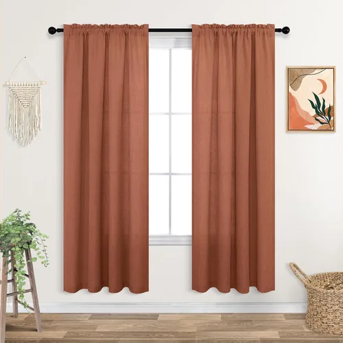 Vista 168 de KOUFALL Juego de 2 cortinas de puerta francesa, cortinas de lino para puerta/ventana, cortina transparente boho para cristal lateral delantero