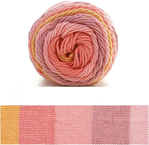 Vista 11 de Hilo de color de algodón para tartas, hilo multicolor arcoíris para tejer y tejer a ganchillo, 2 bolas de 7.05 oz, 45% algodón, 55% acrílico, hilo