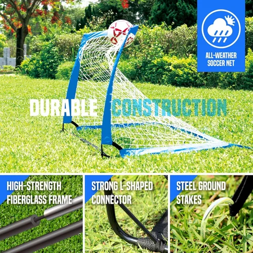 Vista 6 de Red de fútbol para porterías de fútbol, porterías de fútbol emergentes para niños para práctica y entrenamiento en el patio trasero, portátil