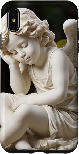 Vista 11 de Funda para iPhone 12 Pro Max con diseño de ángel durmiente para jardín, estatua de querubín