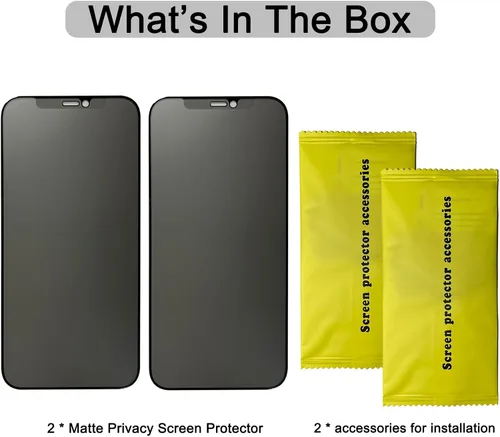 Vista 7 de Paquete de 2 protectores de pantalla de privacidad mate compatibles con iPhone 12 Pro Max de 6.7 pulgadas, antirreflejos, antiespía, resistente a