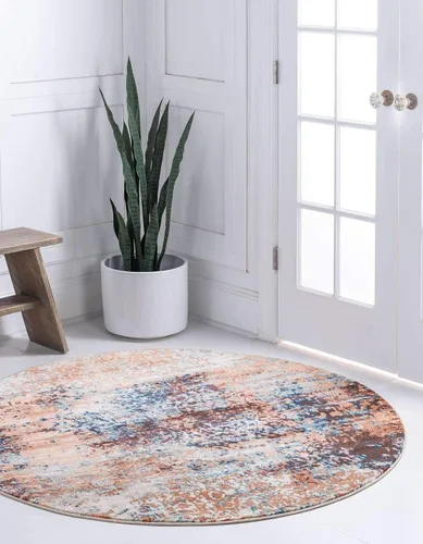 Vista 14 de Unique Loom Mystic Collection - Alfombra Sena (2 pies x 6 pies, color azul marino/beige)