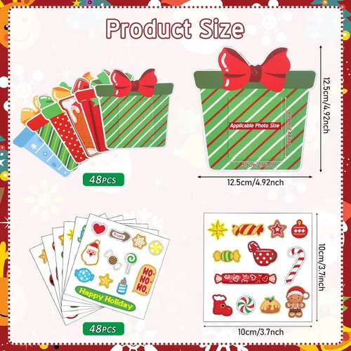 Vista 2 de Funrous 24 Piezas Marcos de Fotos Navideños Ornamentos Manualidades Regalo a Granel Marcos de Fotos Colgantes Ornamentos DIY de Madera Decoración