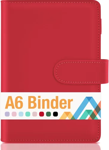 Vista 9 de Sooez Carpeta A5 con 6 anillas, cubierta recargable para cuaderno, organizador pequeño de cuero, carpeta vacía para presupuesto, diario, soporte