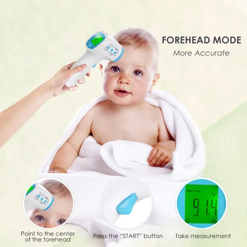 Vista 3 de Termómetro para bebés y fiebre, sin contacto instantáneo, termómetro digital infrarrojo con alarma de fiebre, termómetro sin contacto para niños