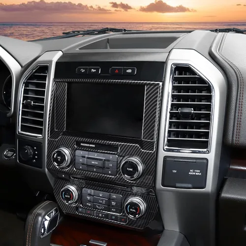 Vista 5 de JeCar Para F150 Cubierta de panel de tablero de consola central interior de fibra de carbono para Ford F150 2015-2020 Accesorios interiores