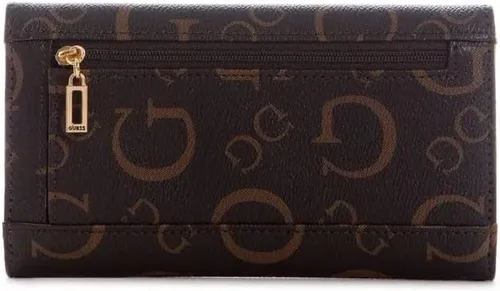 Vista 2 de GUESS Factory Cartera de mano delgada con logotipo de Keston para mujer, Marrón, M