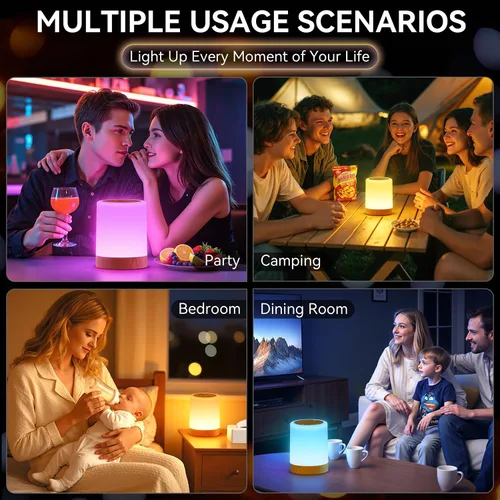 Vista 8 de Auxmir Luz nocturna para guardería, lámpara táctil recargable, 256 RGB Marrón (Brown-2 Pack)