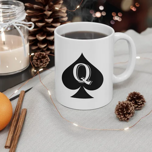Vista 4 de Brian Bula Taza de café QOS Queen of Spades