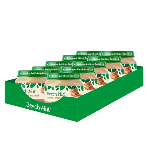 Vista 3 de Tarros de comida para bebés de carne de Beech-Nut, puré de pollo y caldo de pollo, 7 g de proteína, comida para bebés etapa 1 para bebés de 4 meses