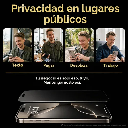Vista 3 de TEMPRTEK+ 2 Pack para iPhone 14 Pro Protector de Pantalla de Privacidad, Vidrio Templado Antiespía, Resistencia a Rayaduras y Huellas Digitales