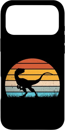 Vista 22 de Retro Sunset Jurassic Velociraptor Dinosaur Case for iPhone 17