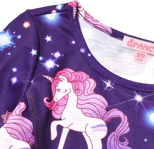Vista 5 de Qpancy Vestidos a juego para muñecas y niñas, trajes de unicornio de manga larga, ropa de algodón