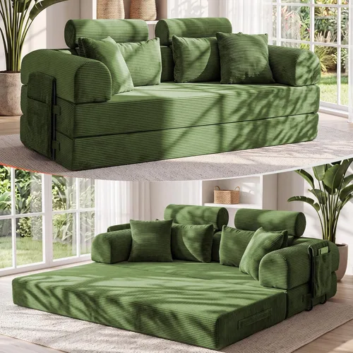 Vista 19 de Sofá cama de espuma viscoelástica de 79 pulgadas, futón convertible con reposacabezas alto, sofá sin hueso Negro