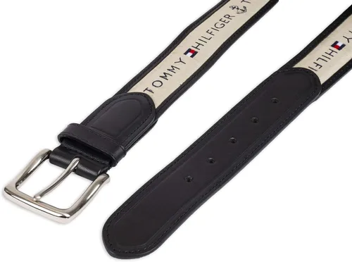 Vista 4 de Tommy Hilfiger - Cinturón de tela con incrustaciones de cinta para hombre, con hebilla de un solo diente