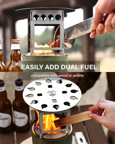 Vista 6 de YEFU Deflector de calor para fogata para estufa Solo Mesa, difusor de calor portátil para fogata de mesa de 5 pulgadas, captura y redirige el calor