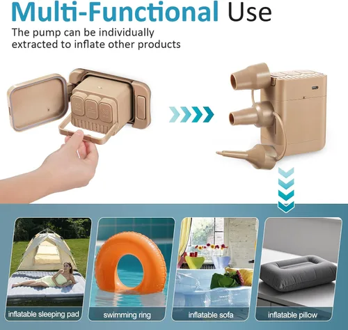 Vista 9 de Colchón de aire autoinflable para SUV con bomba eléctrica integrada, colchón de aire de coche para maletero, colchón portátil para automóvil