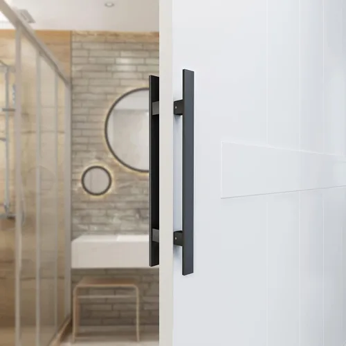 Vista 5 de BARNSMITH Manija de puerta de granero de 18" de empuje y tracción, manija de puerta comercial de acero inoxidable Grade-304 resistente cuadrada