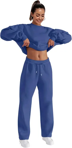 Vista 5 de FUPHINE Conjunto de dos piezas para mujer, holgado, de manga larga, sin botones y pantalones, conjuntos de descanso