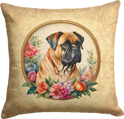 Vista 143 de Caroline's Treasures DAC2072PW1414 Affenpinscher and Flowers - Almohada decorativa de tela, lavable a máquina, para interiores y exteriores