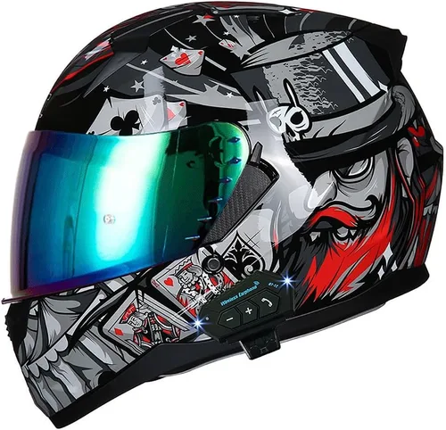 Vista 15 de Casco de motocicleta Bluetooth antivaho, doble visera, abatible, casco de moto de cara completa, aprobado por DOT, altavoz dual integrado