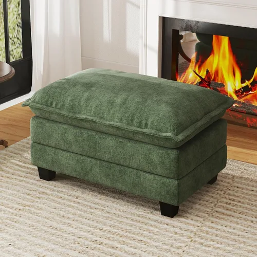 Vista 26 de Sofá de nube en forma de L de 77 pulgadas, sofá modular con otomana, cómodo sofá biplaza de felpilla con almohada para sala de estar, dormitorio