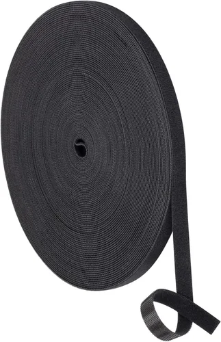 Vista 2 de Cinta de sujeción reutilizable de 1/2 pulgada para sujetar cables, cinta de gestión de cables de doble cara de gancho y bucle (negro, 25 yardas)