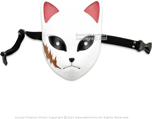 Vista 4 de Munetoshi Kitsune Fox Máscara Sabito Ghost Demon Killer Entrenamiento Anime Manga Cosplay Prop