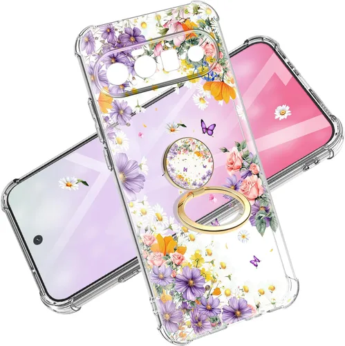 Vista 56 de Funda para Google Pixel 10A, 5G, mármol y flores, delgada, anticaídas, a prueba de golpes, suave, a prueba de golpes, transparente, fundas negro