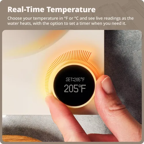 Vista 4 de Greater Goods - Hervidor eléctrico de cuello de cisne, 1200W de acero inoxidable con control de temperatura de precisión, hervido rápido, sin BPA